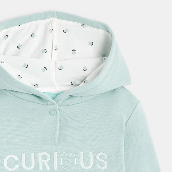 سترة من الصوف الناعم أخضر مزين بتطريز للفتيات الصغيرات